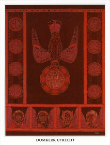 500844 Afbeelding van het door Armien Visser ontworpen, wandkleed De Heilige Geest in de Domkerk (Domplein) te Utrecht.